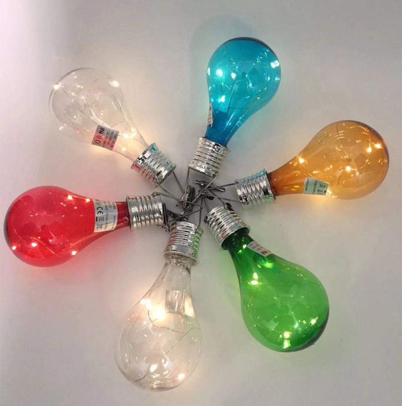 Glitter Outdoor solar decorative color light bulbs Solar LED festival color hanging light installation Decorate garden lights full figure