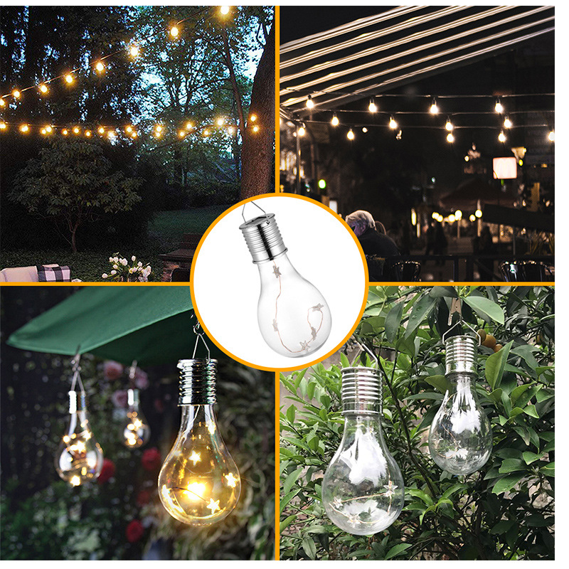 Glitter Outdoor solar decorative color light bulbs Solar LED festival color hanging light installation Decorate garden lights Specification drawing