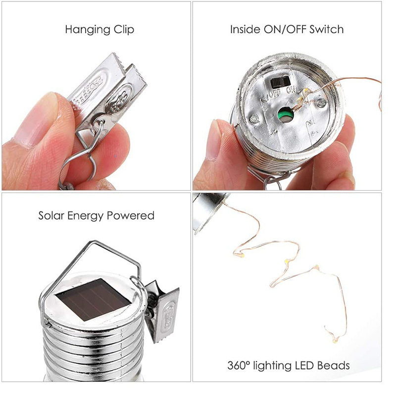 Glitter Outdoor solar decorative color light bulbs Solar LED festival color hanging light installation Decorate garden lights Item Picture