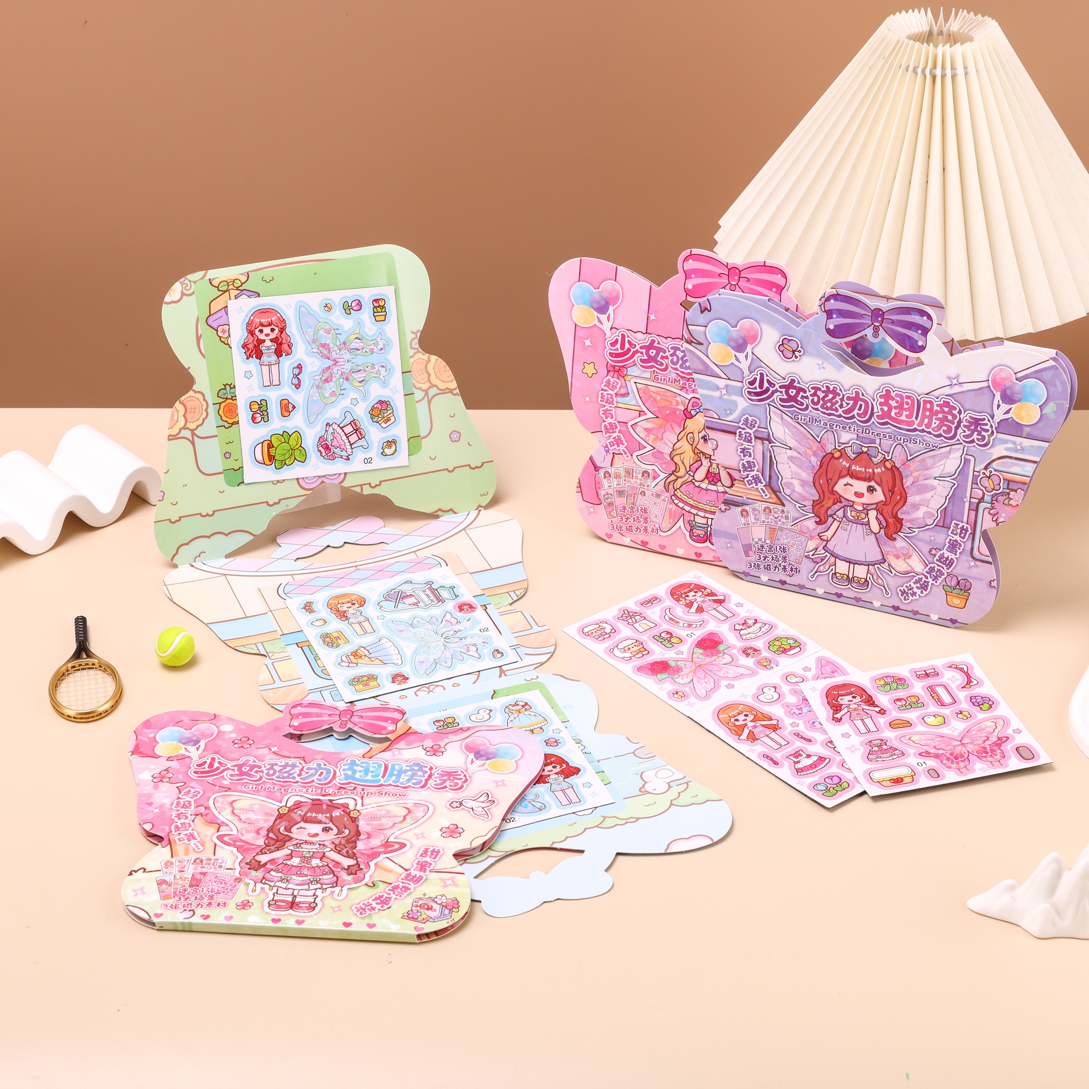 Cartoon magnetic quiet book no need for cutting 4 designs of teenage girl laser slayer butterfly Magnetic quiet book fridge magnets Specification image