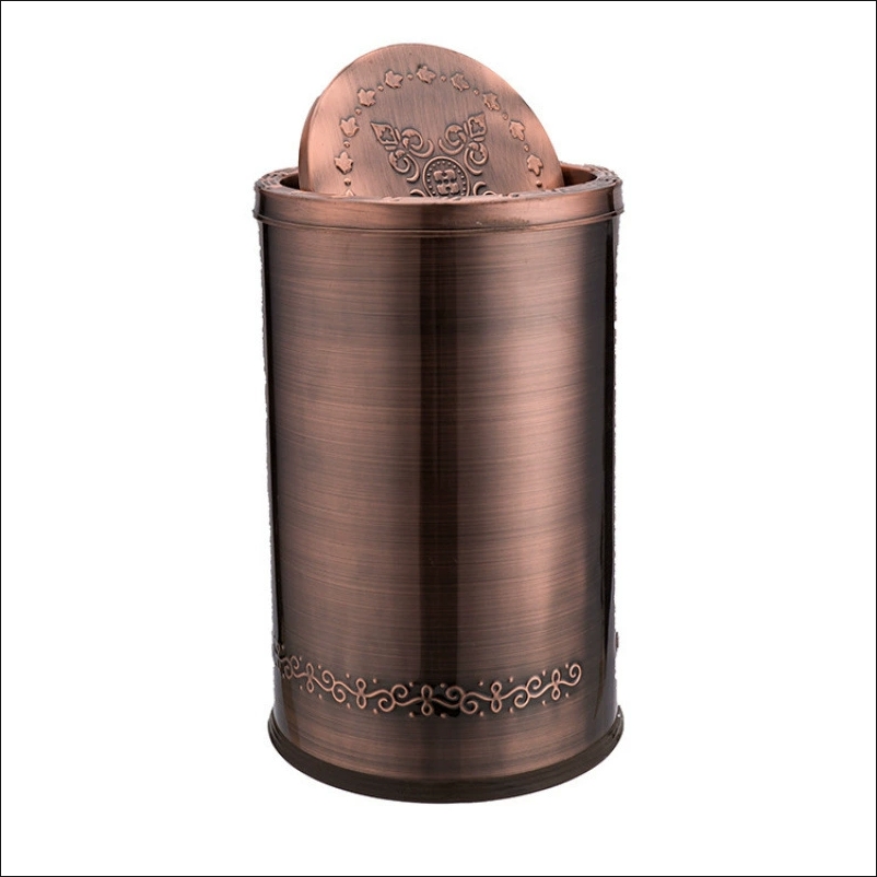 港式古典复古翻盖商用垃圾桶 立式果皮桶不锈钢加厚垃圾桶家用