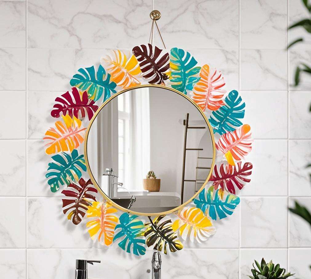 外贸铁艺镜子壁挂古典蝴蝶圆镜卧室个性化妆镜墙面背景墙装饰镜子