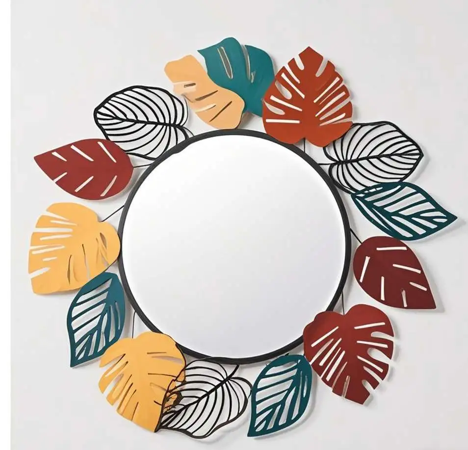 Foreign trade iron art mirror, wall-mounted classical butterfly round mirror, bedroom personalized makeup mirror, wall background wall decorative mirror detail image 8