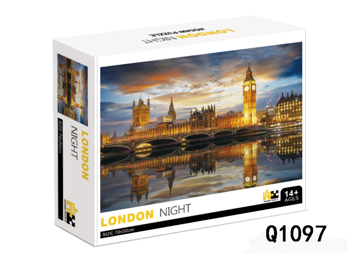 Jigsaw puzzle, airplane box, color box, laminated London Night, fun and educational