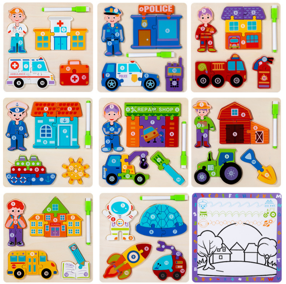 航空飞机模型儿童玩具套装 益智科教早教教具 四驱车毛毡材质 玩具益智儿童创意拼装