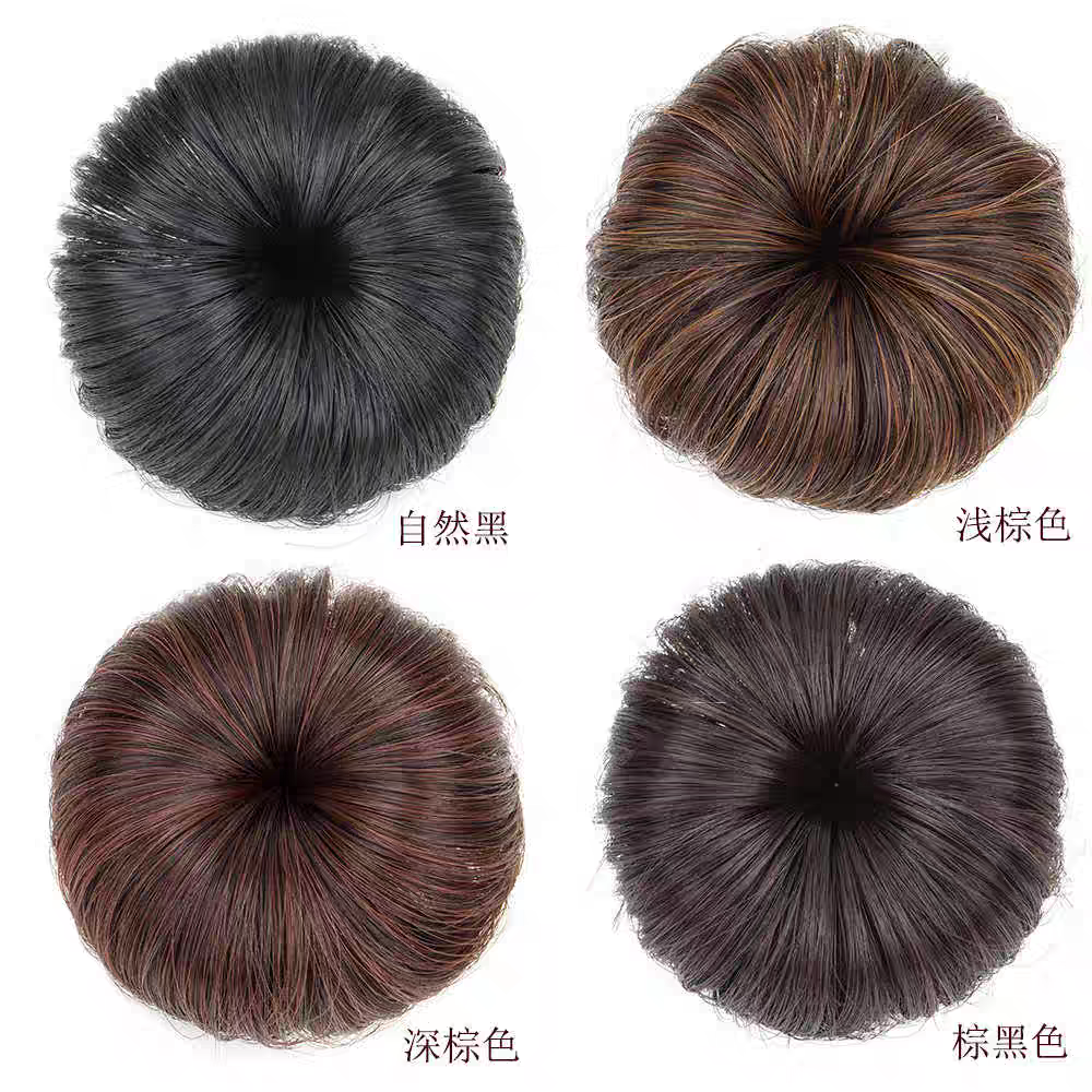 古风女童盘发发饰头花丸子头假发包假发圈发髻一朵花发卡式直发包