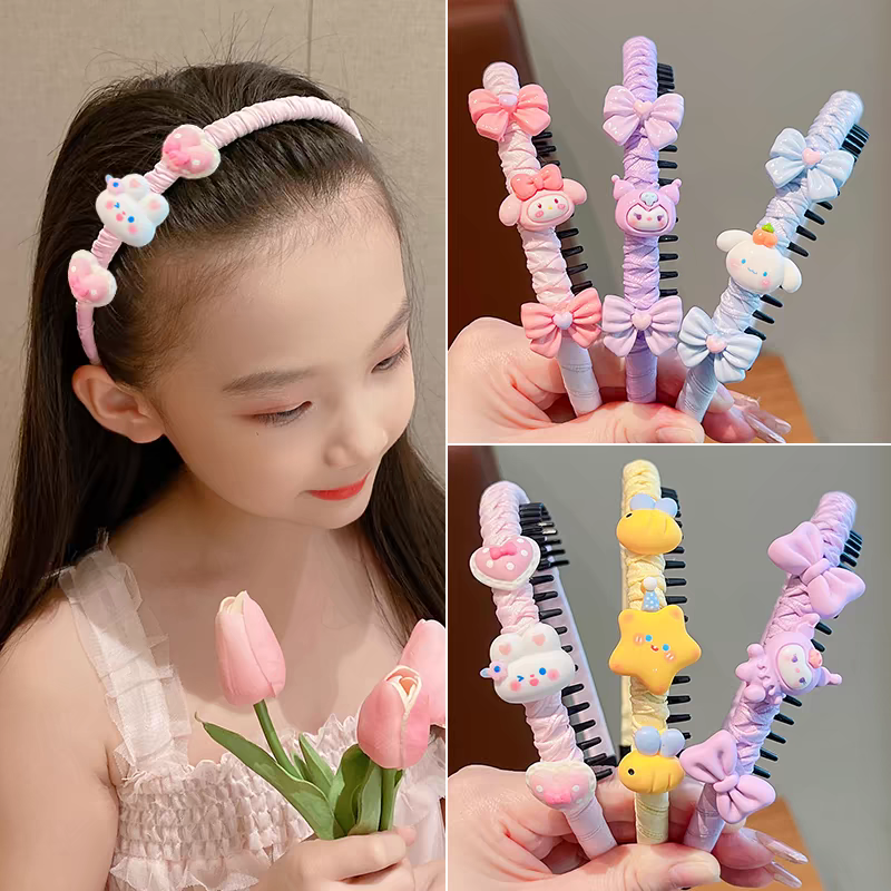 Children's bangs hair-breaking magic headband, little girl headband, cartoon headband, baby hair-safe headband, girls' hair clip, children's summer cute hair clip, children's summer trend details Picture