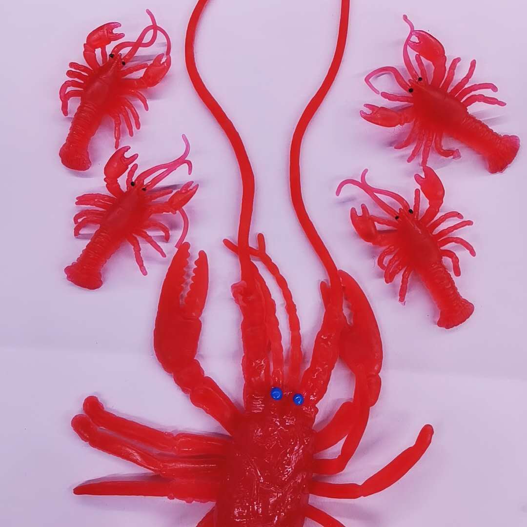软胶5㎝小龙虾外贸仿真玩具 浮水动物模型TPR现货批发白底实物图