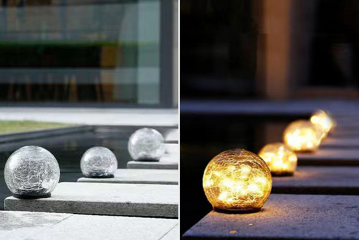 Solar ground inserted light cracked outdoor glass ball light Christmas landscape villa garden garden garden decoration buried light Specification drawing