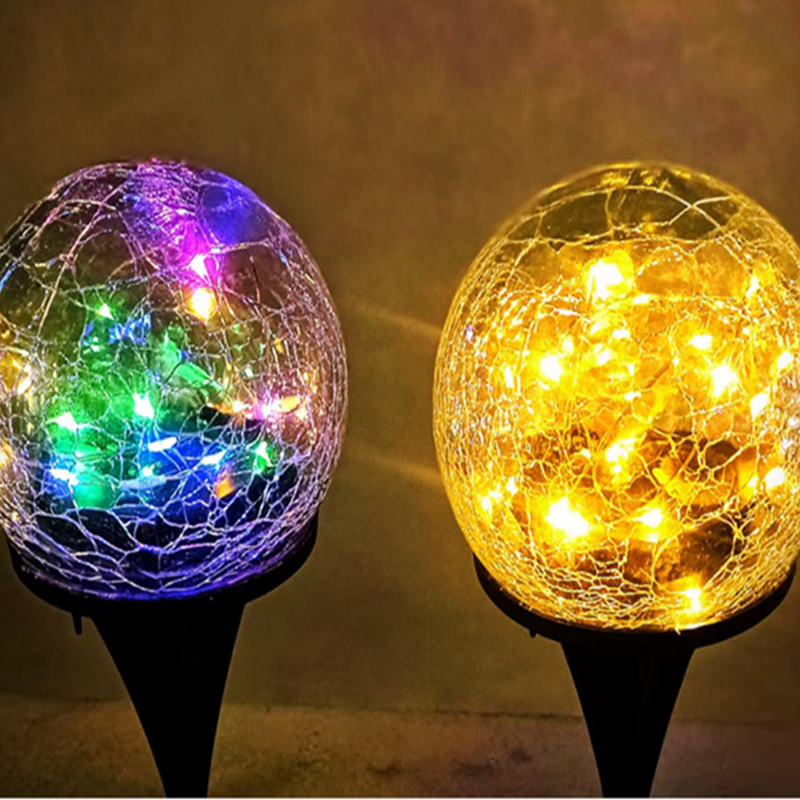 Solar ground inserted light cracked outdoor glass ball light Christmas landscape villa garden garden garden decoration buried light Specification drawing
