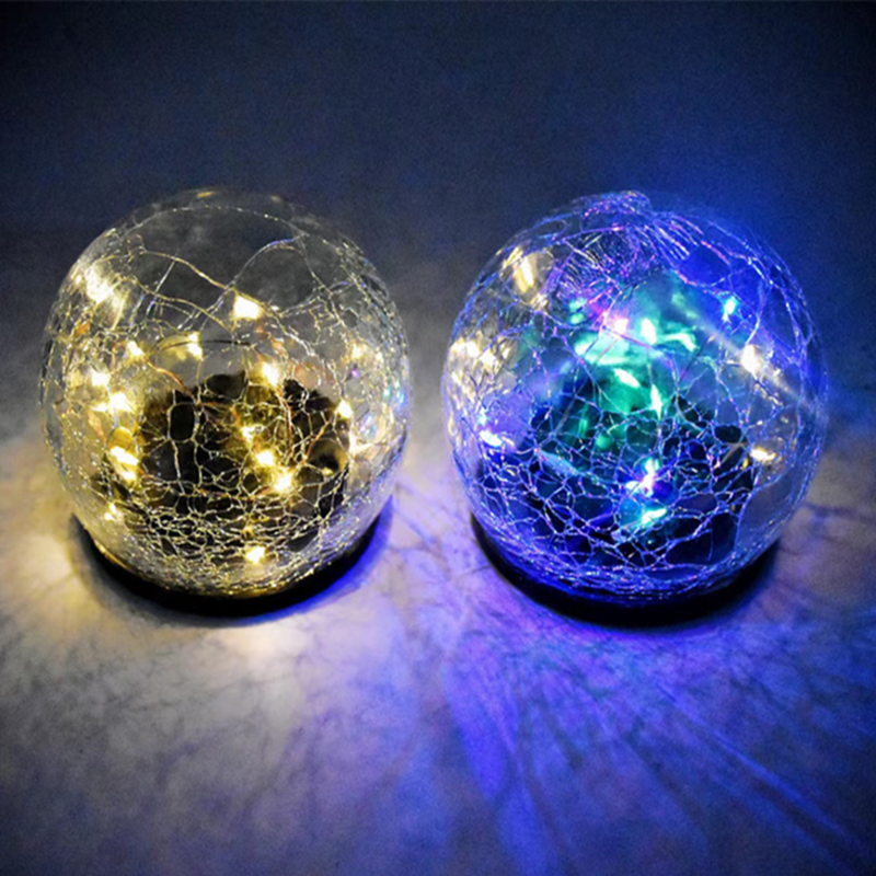 Solar ground inserted light cracked outdoor glass ball light Christmas landscape villa garden garden garden decoration buried light thumbnail