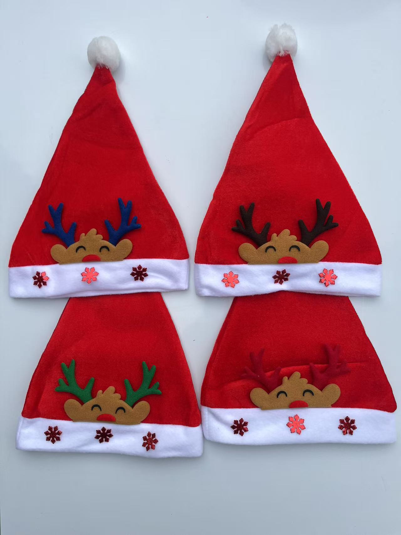 圣诞帽儿童成人老人鹿长绒毛鹿角造型装扮帽圣诞节装饰礼品
