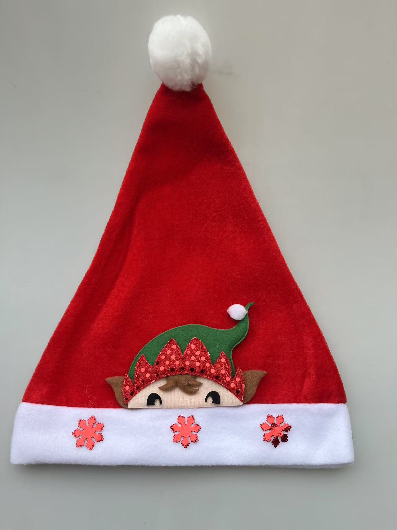 Cross-border best-selling Christmas decorations: Embroidered expressions, Santa Claus, big red non-woven fabric Christmas hats, Christmas gifts details Picture