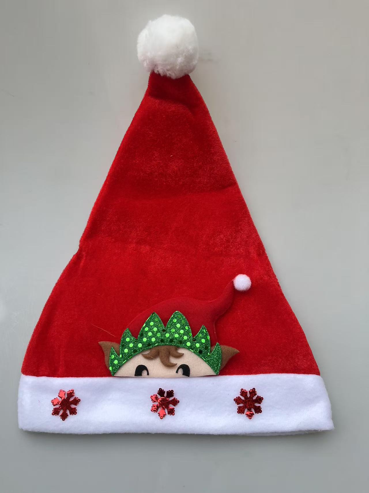 Cross-border best-selling Christmas decorations: Embroidered expressions, Santa Claus, big red non-woven fabric Christmas hats, Christmas gifts Specification image