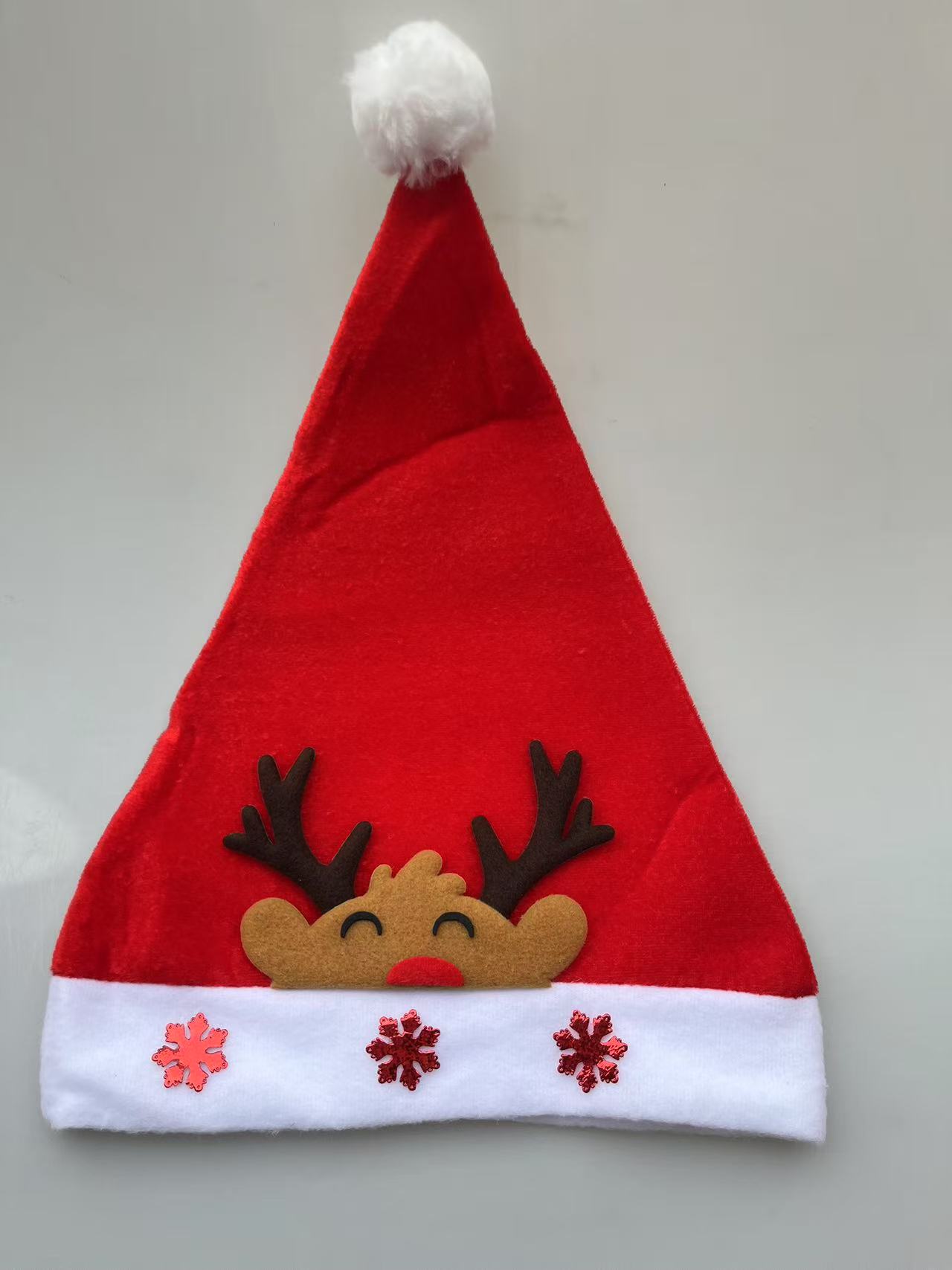 圣诞帽儿童成人老人鹿长绒毛鹿角造型装扮帽圣诞节装饰礼品产品图