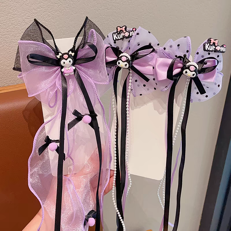 New children's hair accessories from the national trend series, Kulomi bow hair clips, cute cartoon ribbon hair clips for babies, and girls' headwear