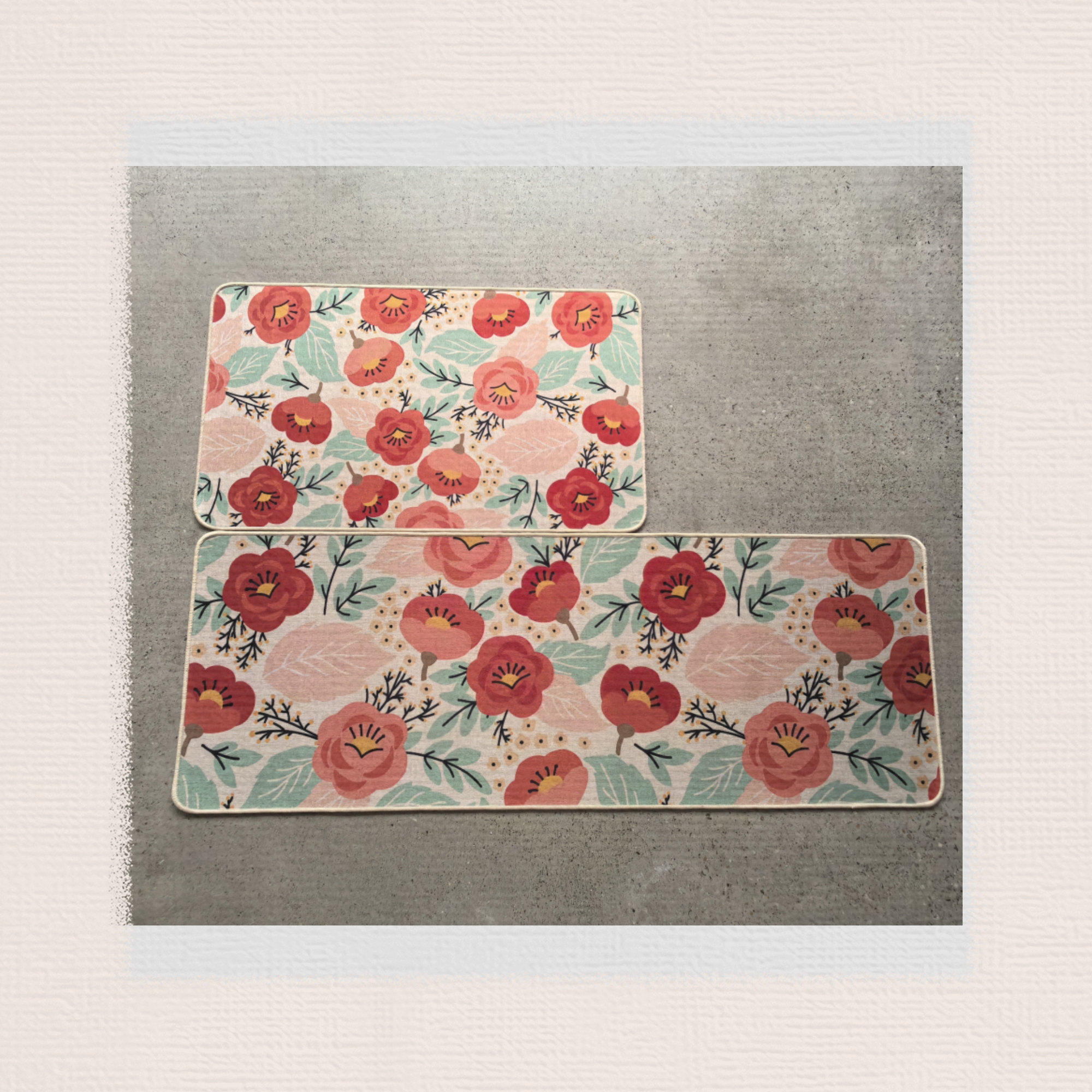 Thin fine linen printed floor mat, anti-slip mat, foot mat, door mat, bathroom mat, kitchen 2-piece set, floor mat, carpet, linen absorbent mat, size 38*58+38*118CM Application Scenario