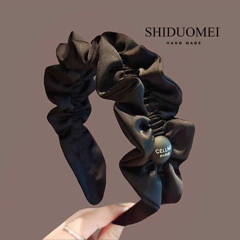黑色褶皱发箍女新款高颅顶显脸小头箍时尚气质洋气压发卡子头饰