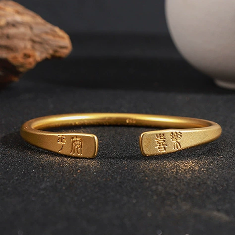 Peace and Joy, ancient method inheritance bracelet, elegant and noble, ethnic style, Vietnamese sand gold bracelet, lucky blessing accessory, copper gold-plated bracelet, sand gold Athena accessory details Picture