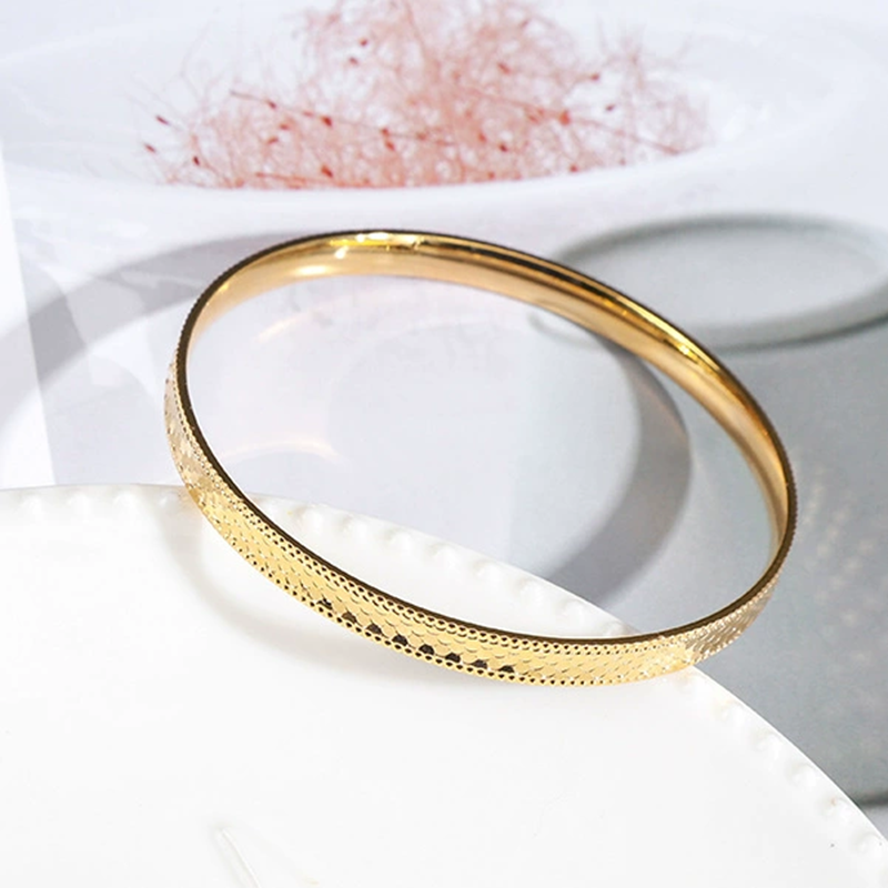 雅典娜饰品龙鳞手镯蜂巢手镯CNC工艺鱼鳞亮片镭射24K铜镀金手镯越南沙金简约时尚手环详情图5