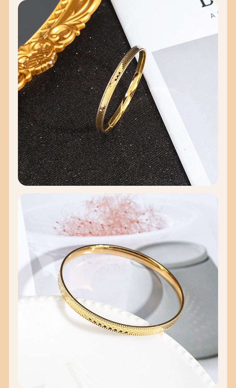 雅典娜饰品龙鳞手镯蜂巢手镯CNC工艺鱼鳞亮片镭射24K铜镀金手镯越南沙金简约时尚手环详情6