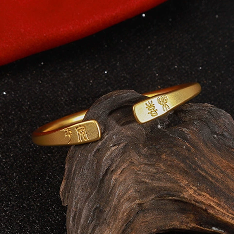 平安喜乐古法传承手镯 优雅高贵民族风 越南沙金手环幸运祝福饰品铜镀金手镯沙金雅典娜饰品