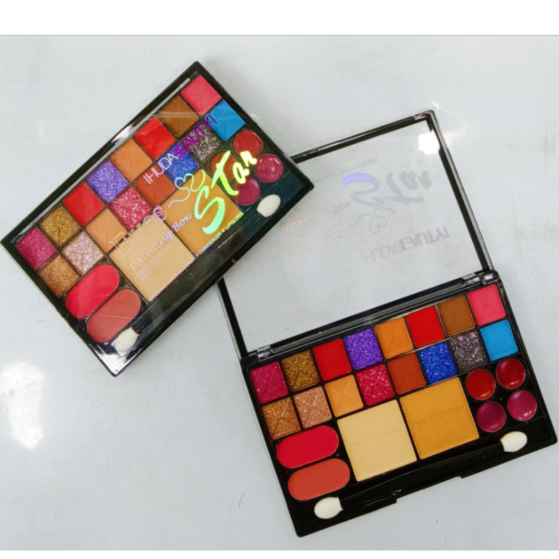 New European and American Tuyere red powder base and contouring eye shadow highlight 5-in-1 set box soft texture details Picture