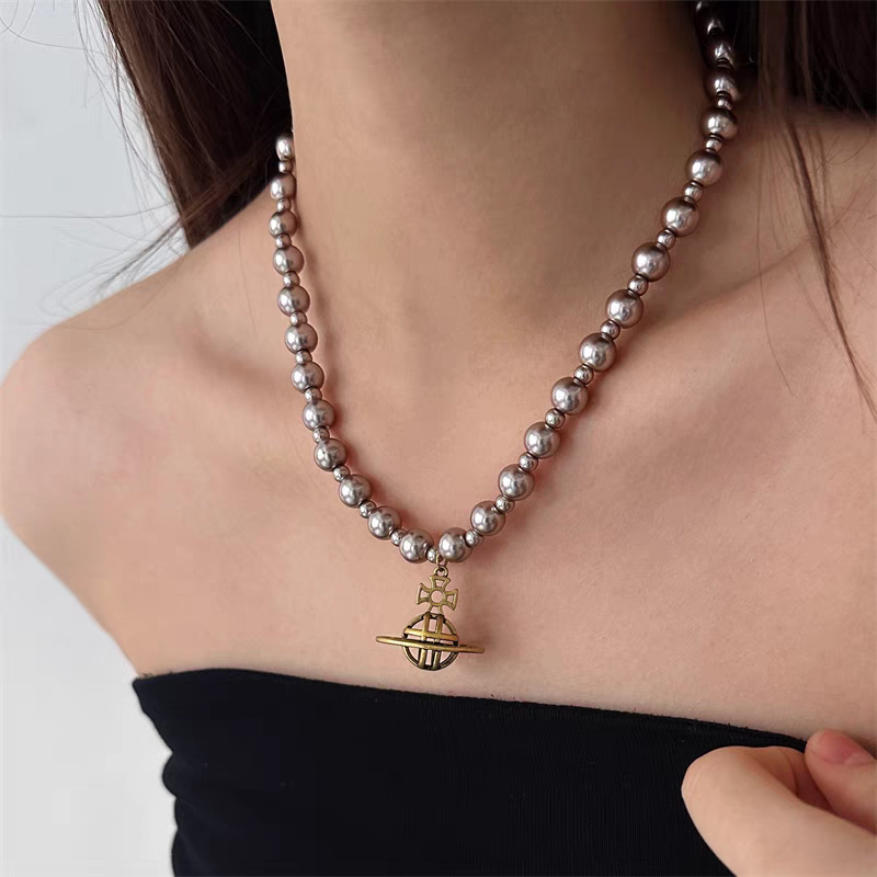 项链玫瑰金吊坠高级感饰品 简约时尚耳饰品珍珠项链项