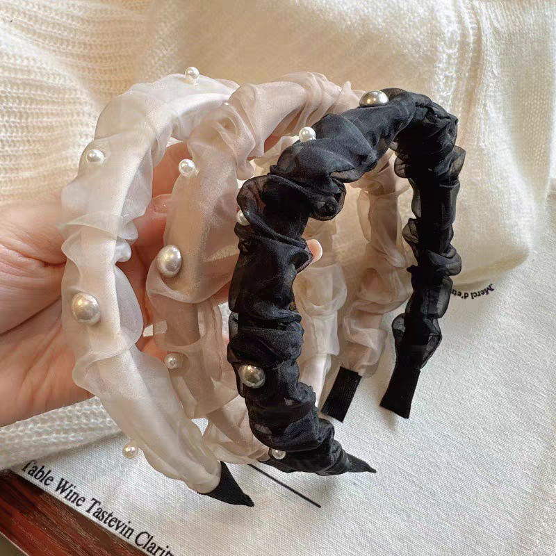 2025新款复古珍珠发箍镶钻高级感蕾丝头箍气质甜少女感欧根纱头饰详情图3