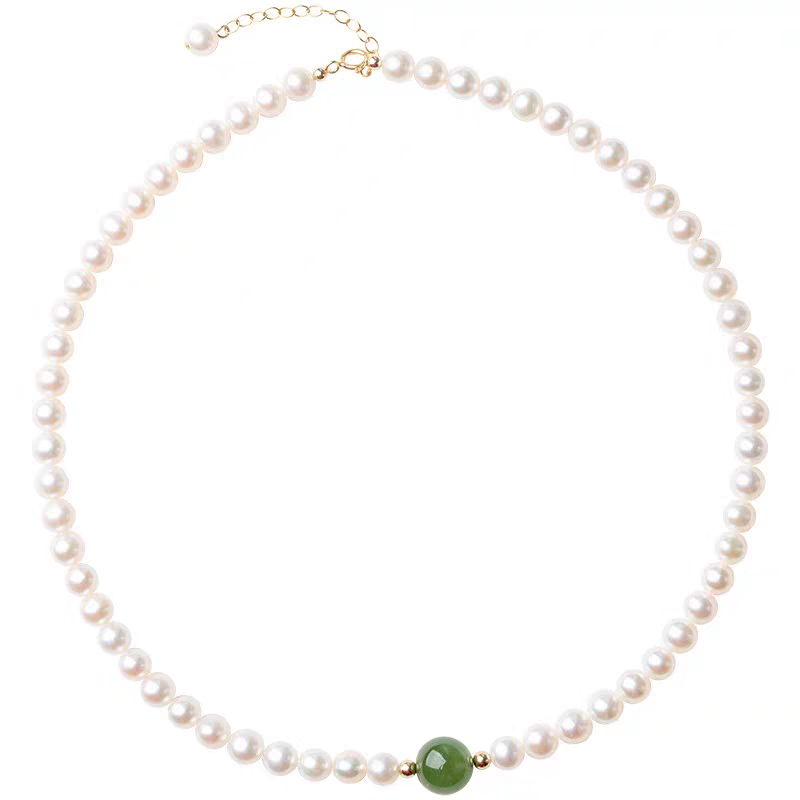 珍珠项链女2025年新款小众设计感高级玉石吊坠锁骨链轻奢颈链