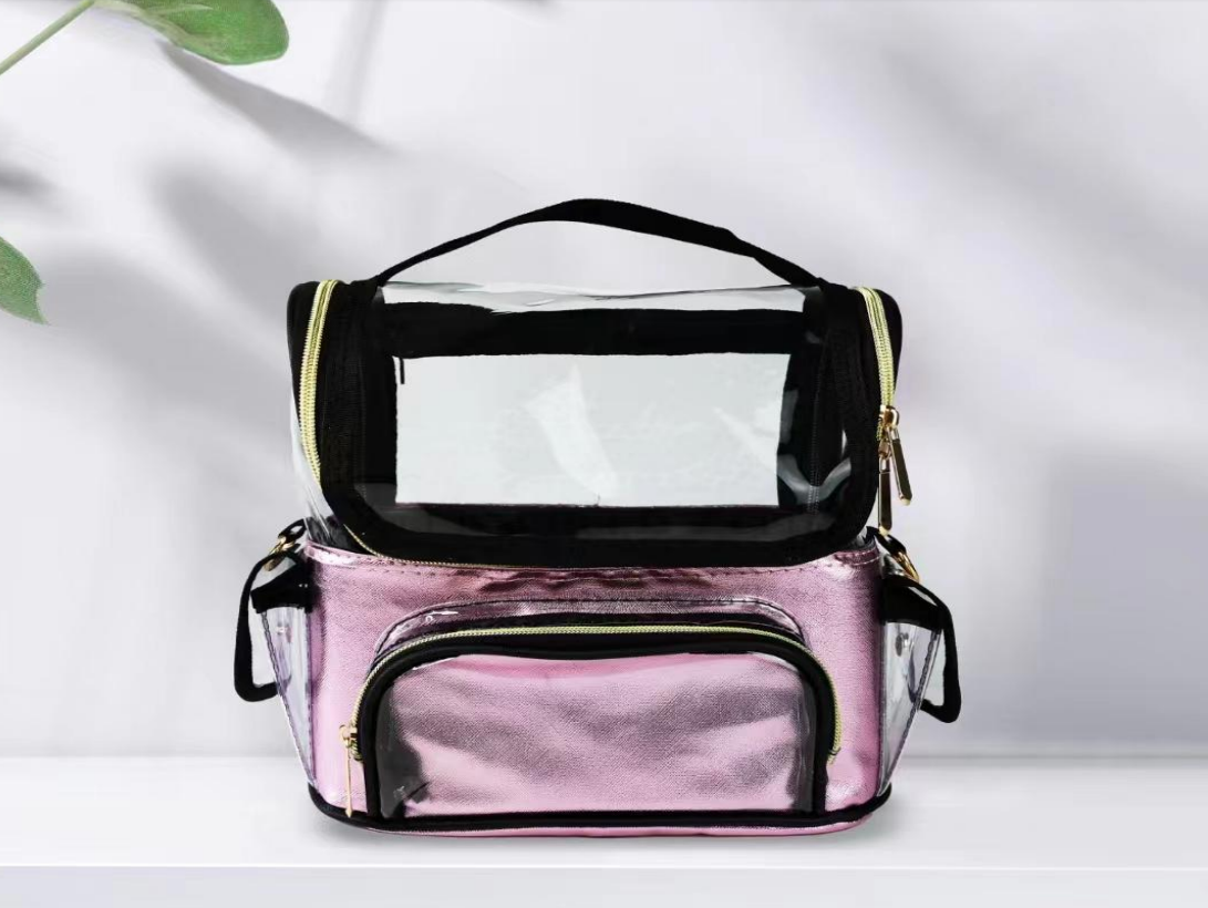 化妆箱/收纳柜桌面/化妆品伴手礼/化妆包/皮革收纳白底实物图