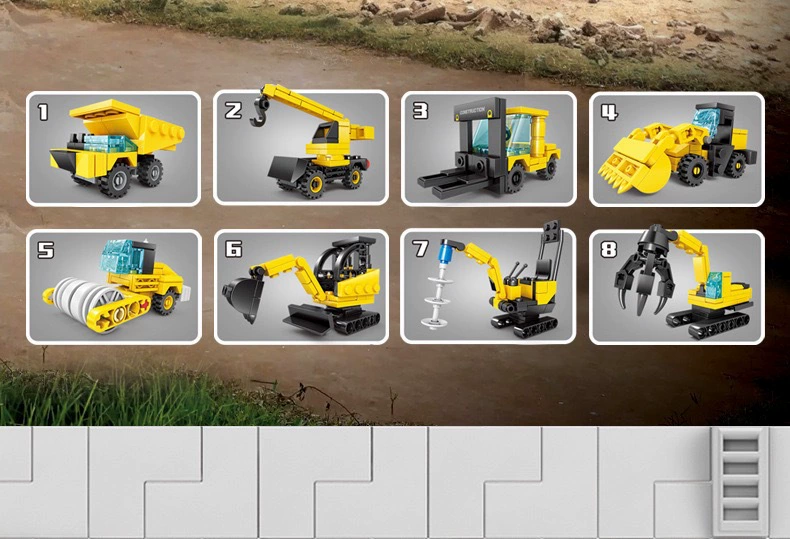 开智KY80462#1-8城市工程车8合1玩具摆件可合体男孩儿童批发拼装积木儿童玩具积木益智玩具详情2