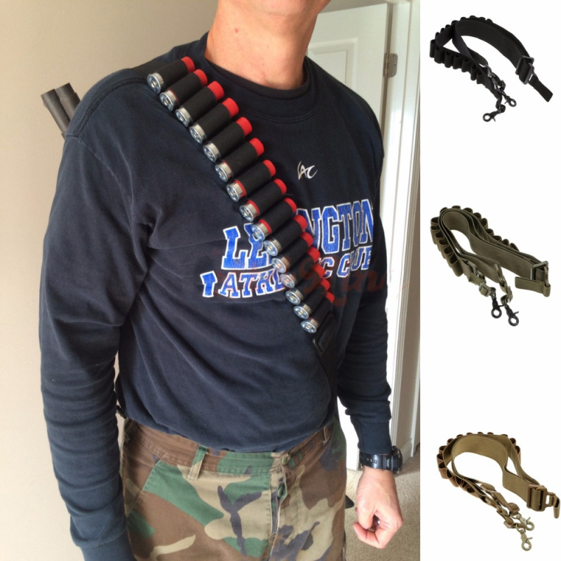 厂家直销户外战术15孔散弹带两点背带多功能绳子战术背带斜挎带