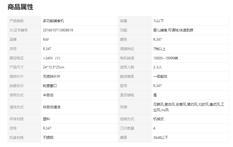 RAF欧规跨境料理棒五合一电动料理器家用榨汁打蛋厨房手持有线详情1