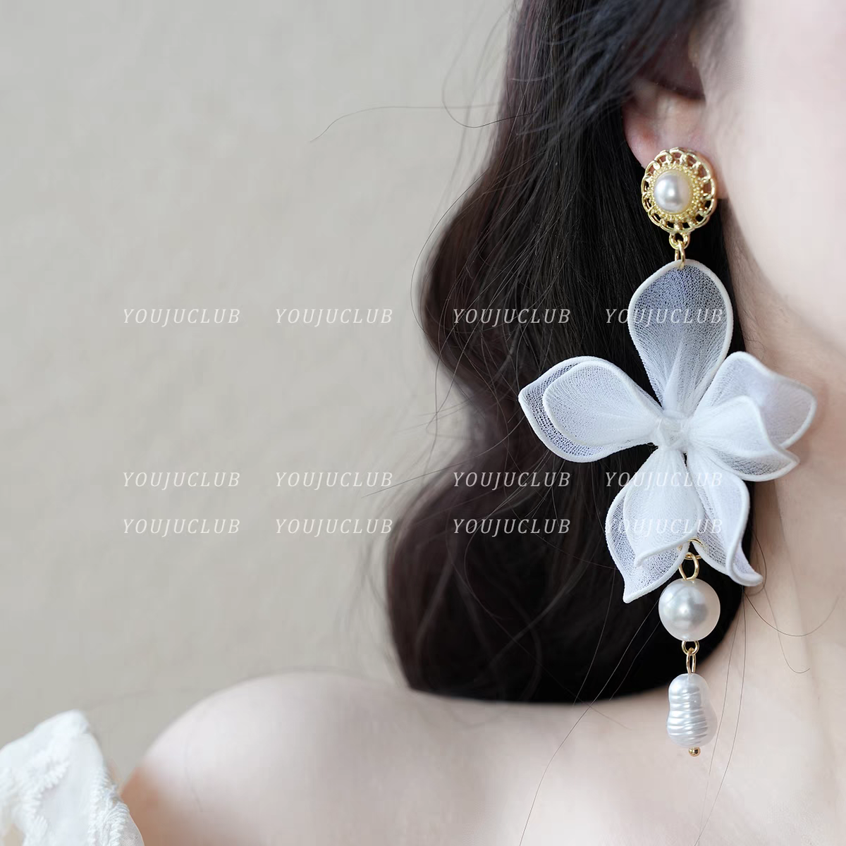 珍珠耳钉花朵耳环高级感饰品耳饰时尚潮流女士耳环