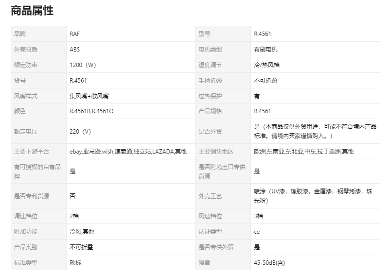 RAF欧规跨境专供 电吹风机发廊家用大功率发型师理发店专用风筒详情1