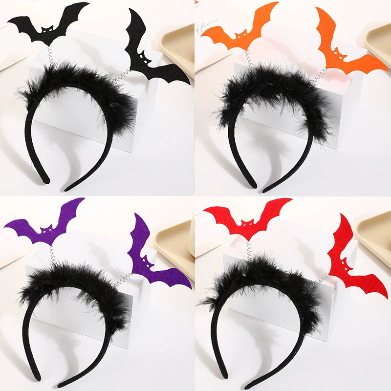 万圣节黑色蝙蝠搞怪发箍跨境鬼节派对装饰头箍儿童舞台表演发饰