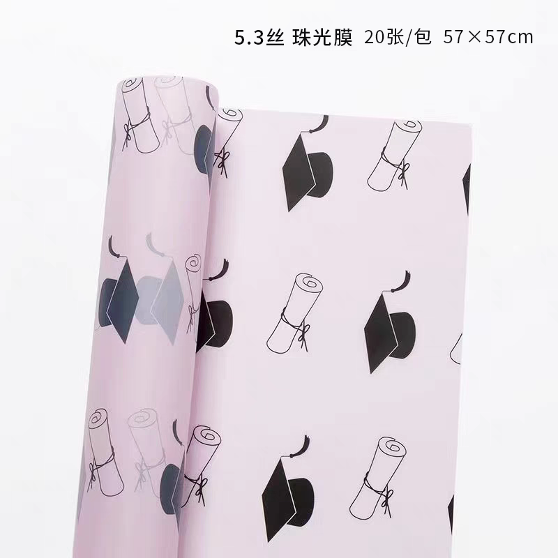 Pengfa Packaging Factory Store Graduation Season Waterproof Bow, book roll, flower wrapping paper, College entrance examination Doctoral cap, sunflower bouquet wrapping paper, Special flower wrapping paper for flower art and flower shops, thickened waterproof Korean plain paper, flower bouquet wrapping paper detail image 15