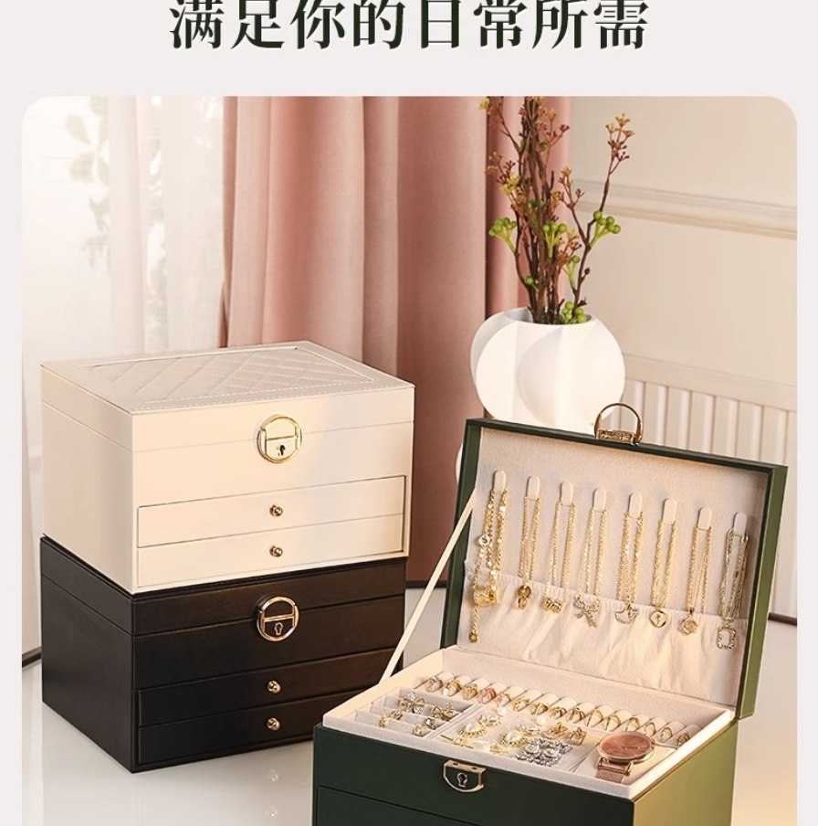 High-end and exquisite stud earrings, watch necklaces, storage box and jewelry box details Picture