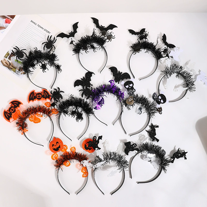 万圣节发箍派对装扮幽灵蜘蛛骷髅舞会头箍鬼节道具南瓜蝙蝠头扣