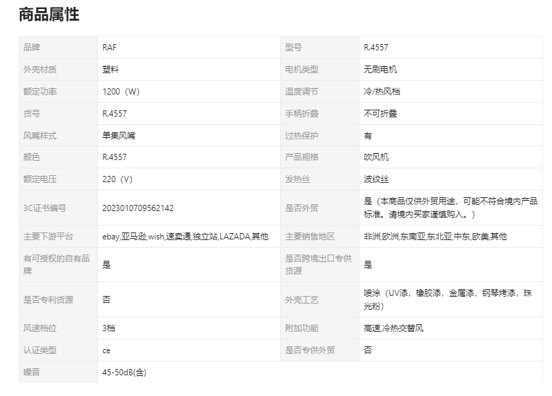 RAF European standard cross-border high-speed hair dryer for home use, non-damaging hair care, hair collection, negative ion hair care, silent pic 1