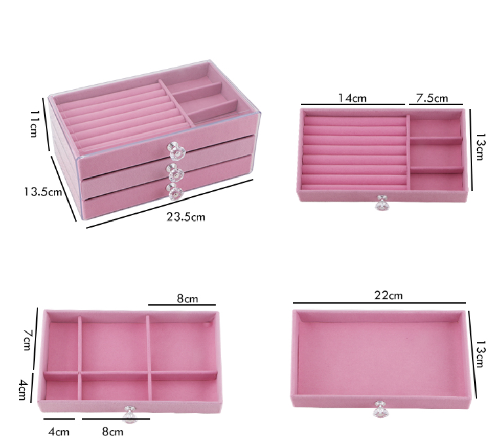 New acrylic jewelry storage box, multi-layer large-capacity stud earrings, earrings, earrings, rings, velvet jewelry box storage box Item Picture