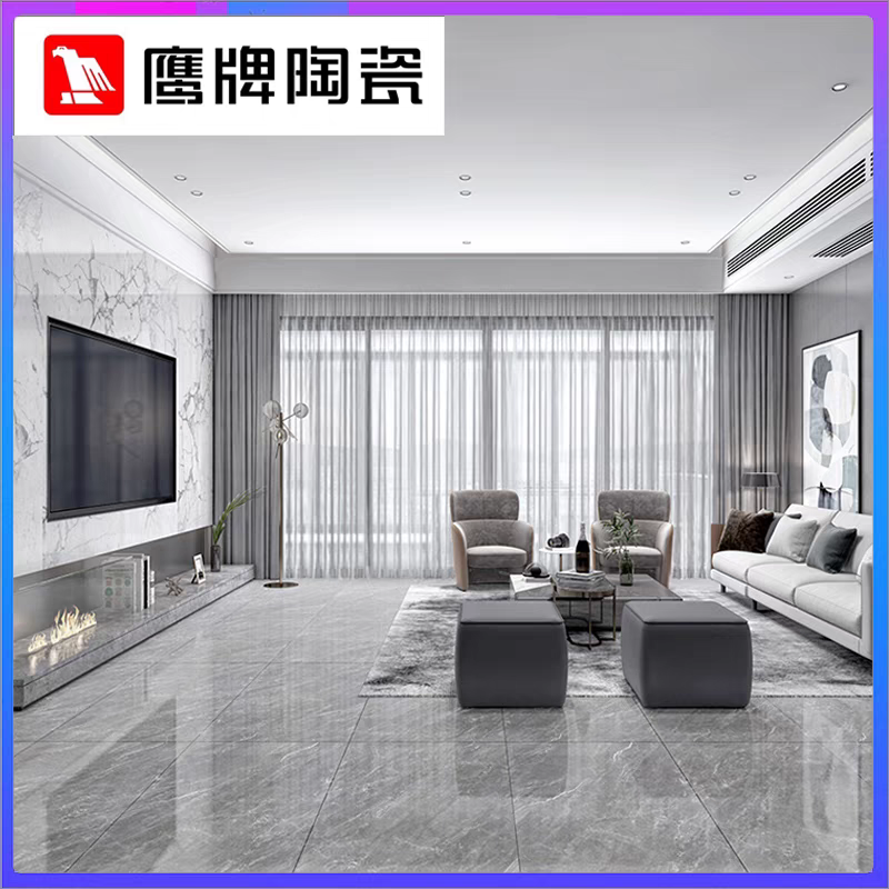 Eagle 2086 brand modern tiles, 600x1200 full-body marble floor tiles, living room and dining room wall tiles, light gray simple white wall tiles details Picture