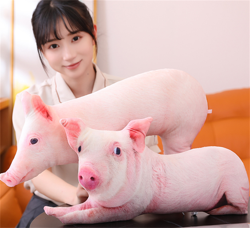 Plush toy doll factory direct delivery of realistic pig throw pillow doll toys details Picture
