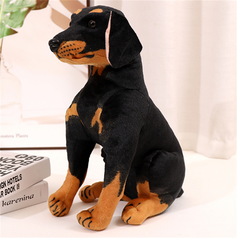Plush toy doll factory direct delivery cartoon simulation Rottweiler dog toy dolls and dolls details Picture