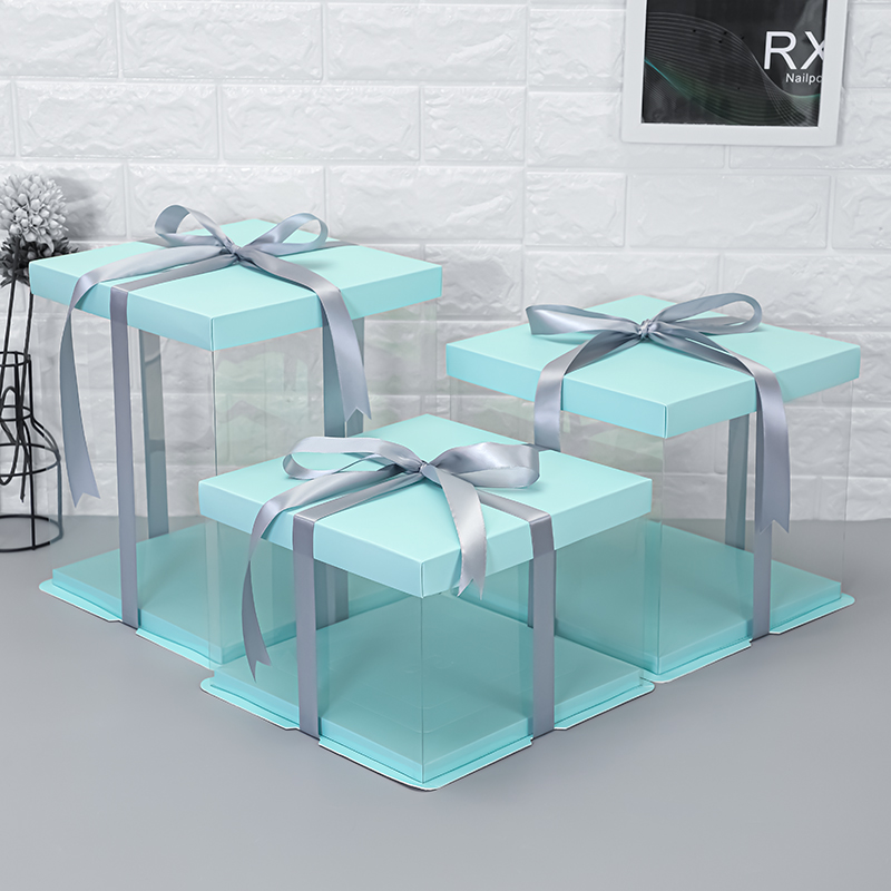 透明生日蛋糕包装盒子包装盒6/8/10/12寸单双层简约加厚高透定制详情2