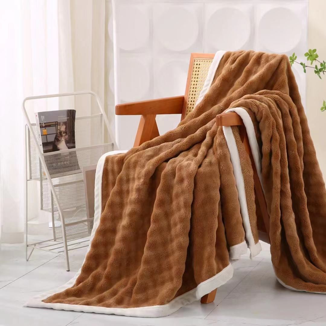 君宝印染 法兰绒泡泡包边毛毯 现货批发 大量供应 外贸出口 详情6