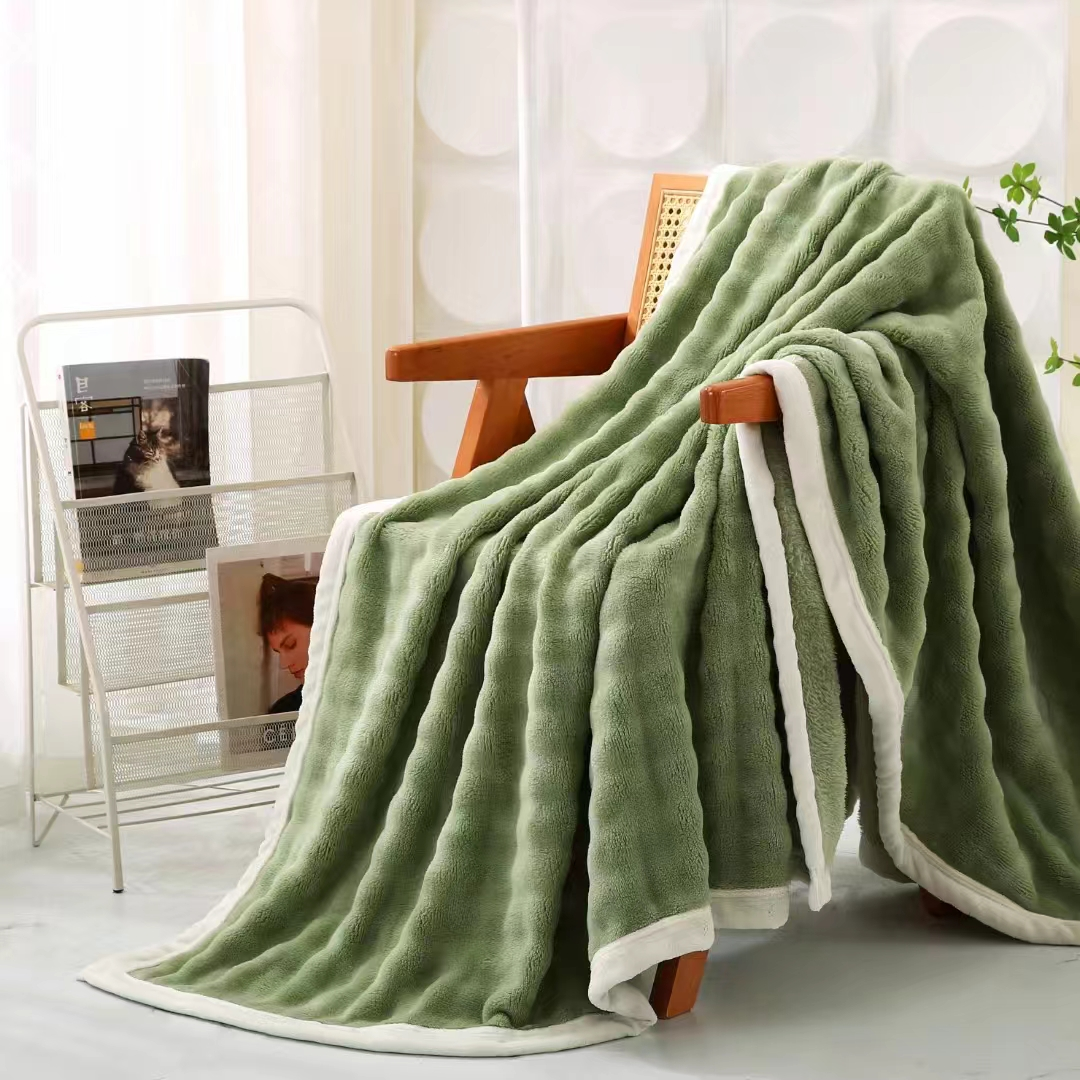 君宝印染 法兰绒泡泡包边毛毯 现货批发 大量供应 外贸出口 详情7