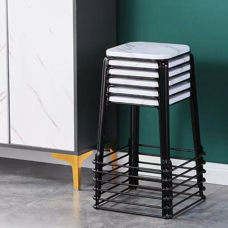 Modern and simple household iron stools, durable square stools, thickened iron set stools, table stools, adult storage stools Application Scenario