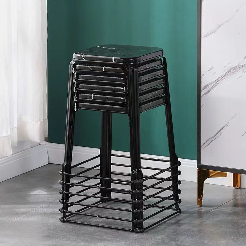 Modern and simple household iron stools, durable square stools, thickened iron set stools, table stools, adult storage stools details Picture